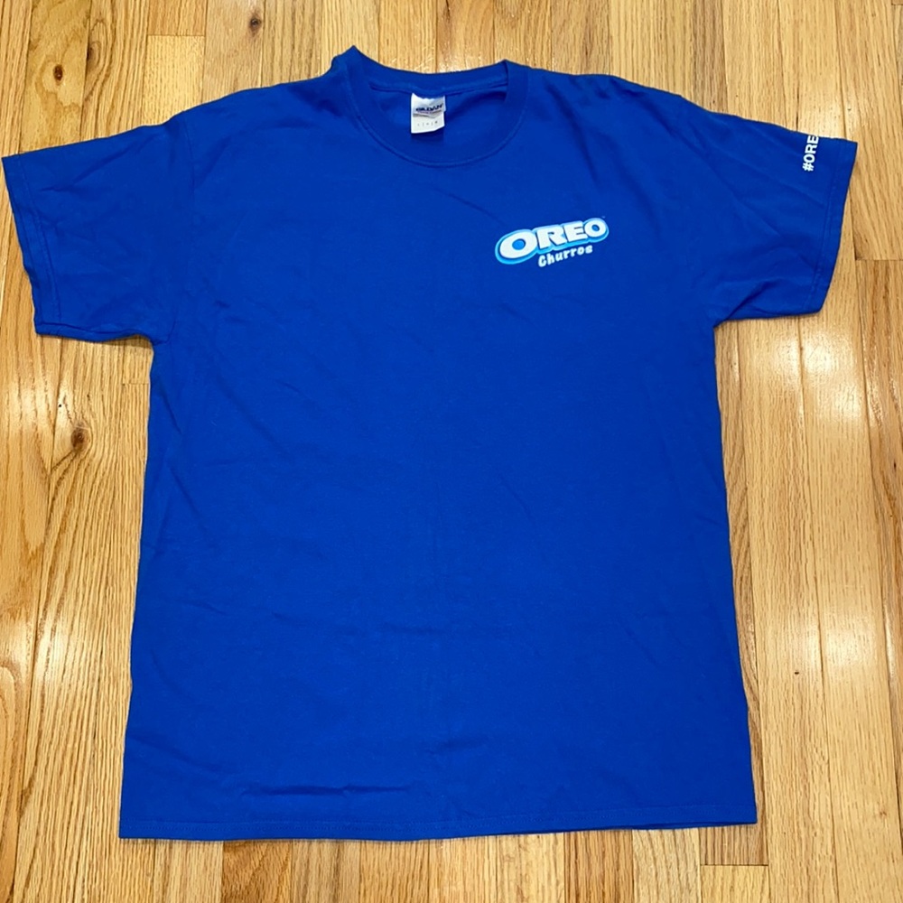 Vintage Oreo Churros Blue Short Sleeve Gildan Tag T Shirt Size Large
